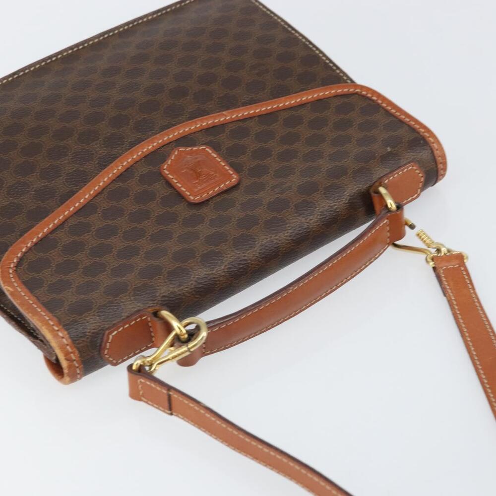 CELINE Macadam Canvas Hand Bag PVC Leather 2way Brown Gold Auth BA9343 - Picture 6 of 16